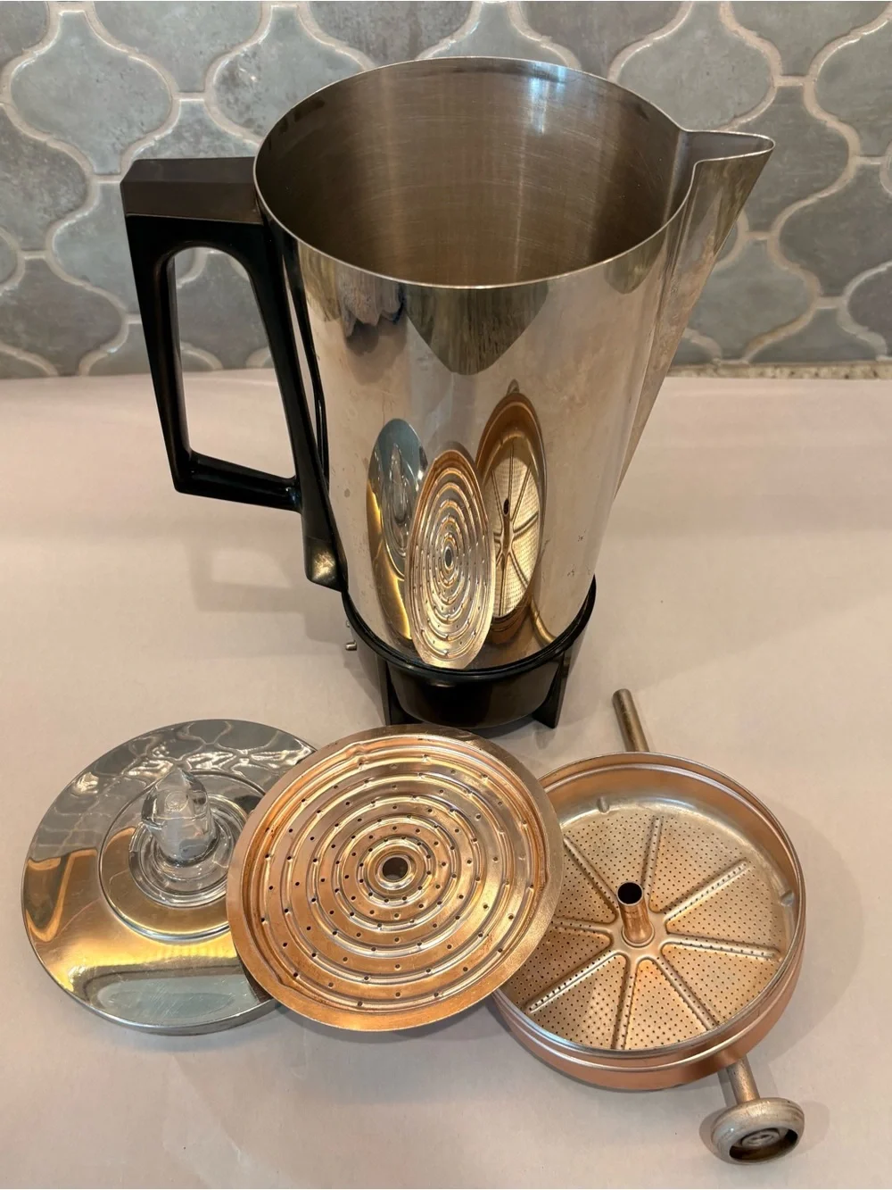 VTG Hoover Electric Percolator Coffee Maker Stainless Steel Mid-Century Retro